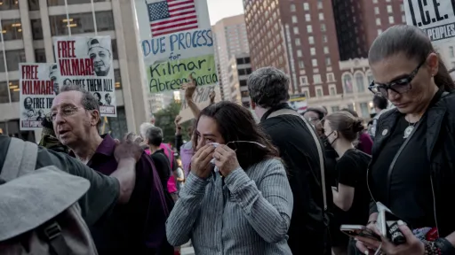 Woman crying in a protest