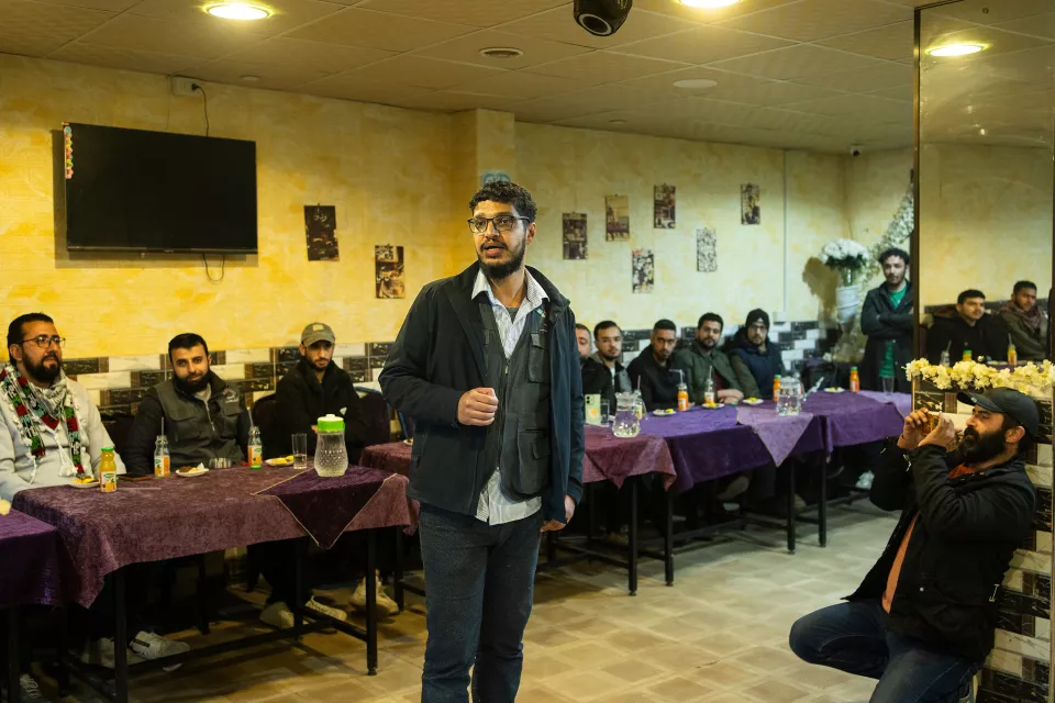 Dr. Khaldoun Muawiyah Al-Mallah, 43, director and founder of The Palestinian House in a classroom 